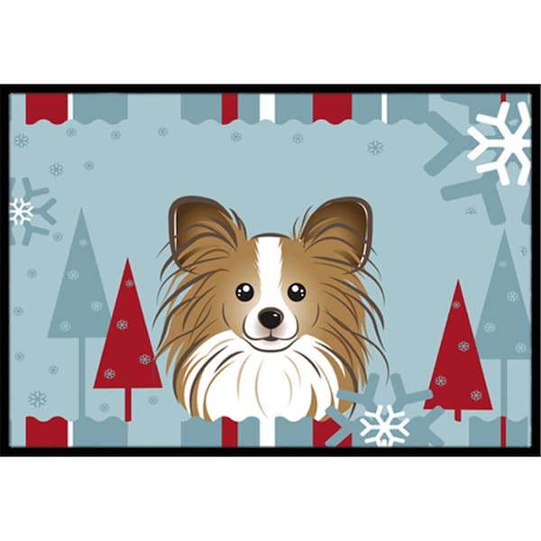 Carolines Treasures Winter Holiday Papillon Indoor and Outdoor Mat- 24 x 36 in. BB1744JMAT - main
